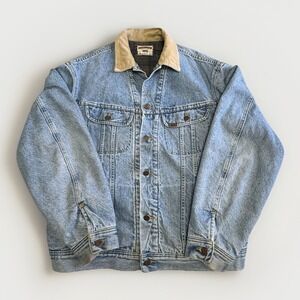 Vintage Lee Storm Rider Denim Jacket L Long USA Blanket Lined 90s